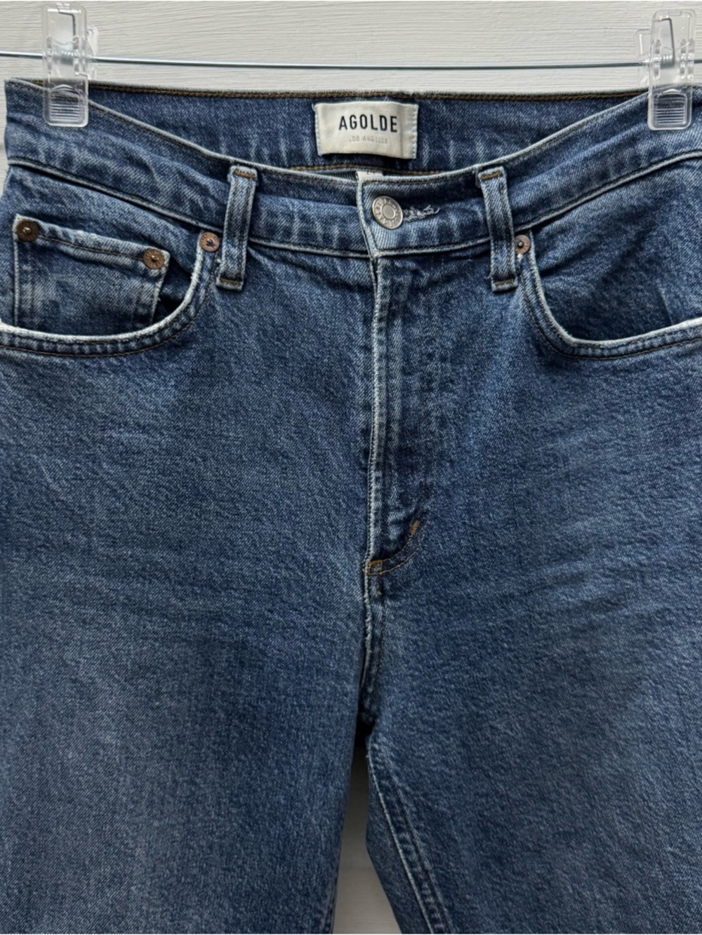 AGOLDE Wilder Jeans High Rise Straight Leg Medium Wash Womens 24 - Picture 3 of 10